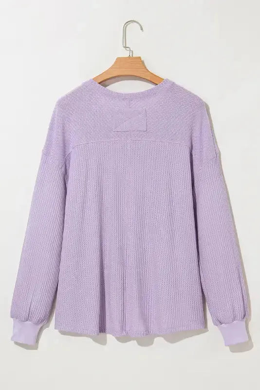 Modern Slouch Waffle Knit Blouse - Orchid