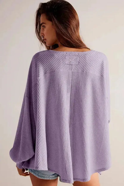 Modern Slouch Waffle Knit Blouse - Orchid