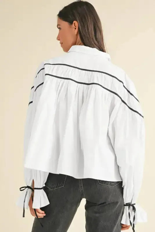 Monochrome Elegance Bowtie Blouse