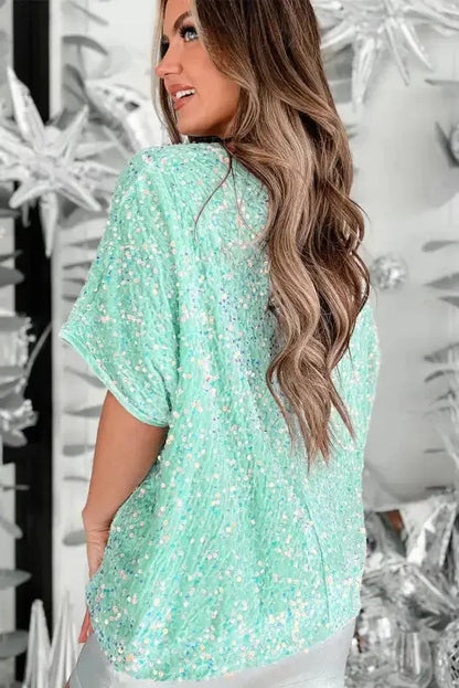 Moonlight Jade Sequin Velvet Blouse