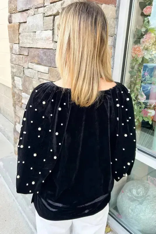 Onyx Bead Velvet Tunic Top