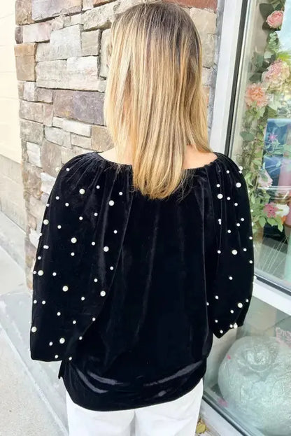 Onyx Bead Velvet Tunic Top