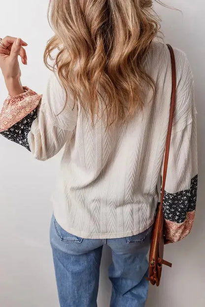 Patchwork Petals Knit Blouse