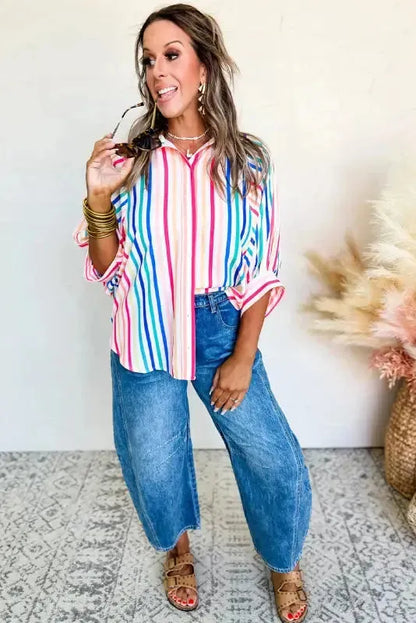 Peony Pinstripe Casual Shirt