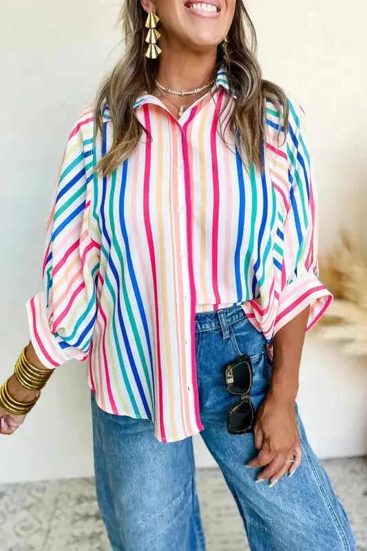 Peony Pinstripe Casual Shirt