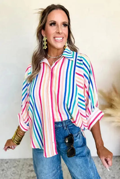 Peony Pinstripe Casual Shirt