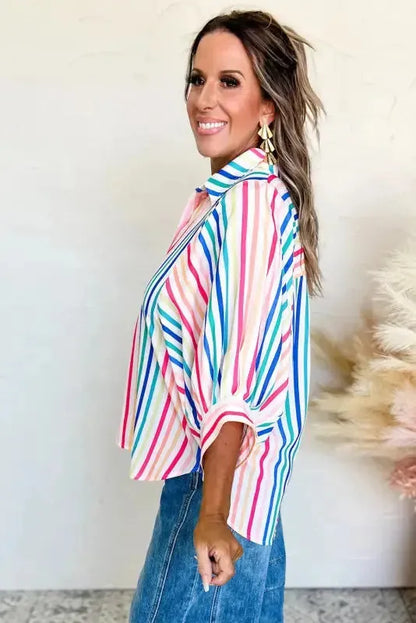 Peony Pinstripe Casual Shirt