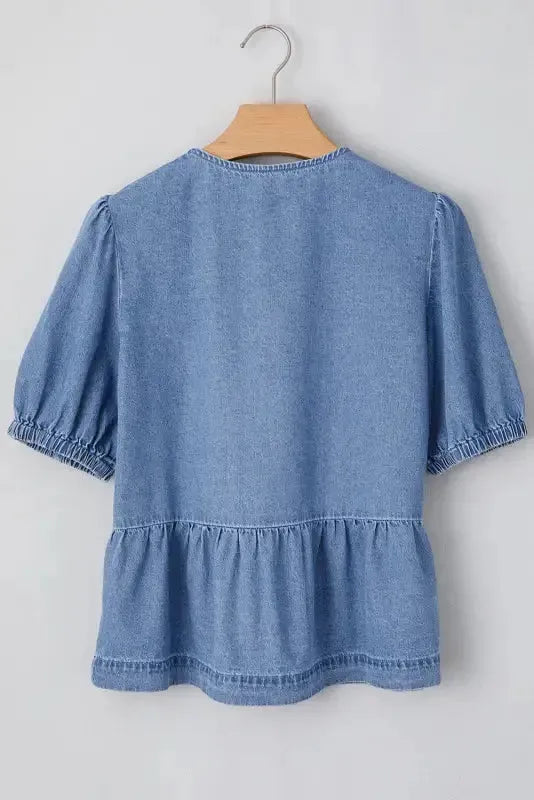 Peplum Perfection Denim Blouse