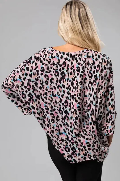 Pink Leopard Oversized Blouse