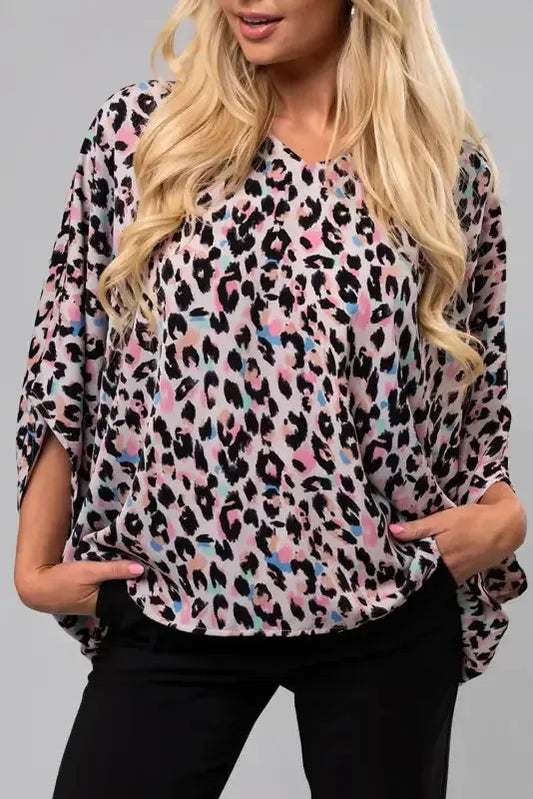 Pink Leopard Oversized Blouse