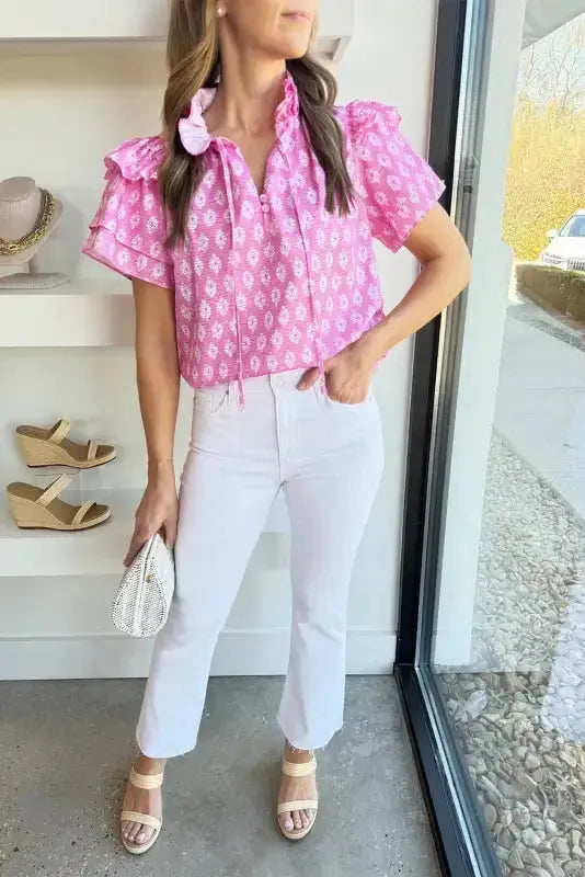 Pink Vintage Floral Blouse