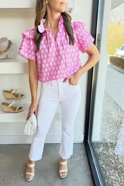 Pink Vintage Floral Blouse