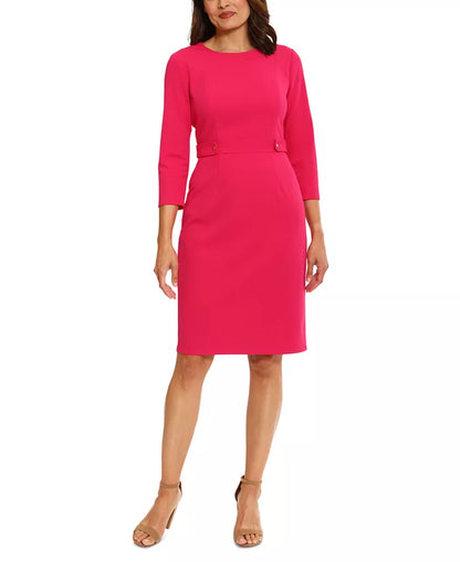 Jewel-Neck 3/4-Sleeve Sheath Dress