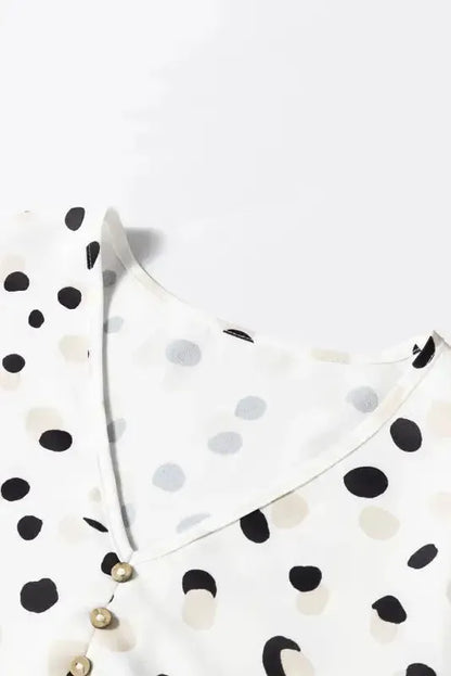 Polka Charm V-Neck Blouse