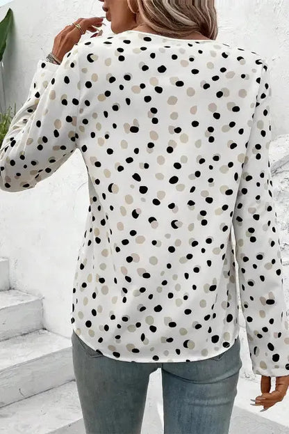 Polka Charm V-Neck Blouse