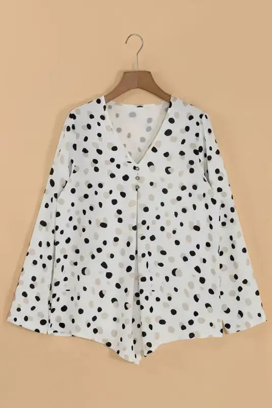Polka Charm V-Neck Blouse