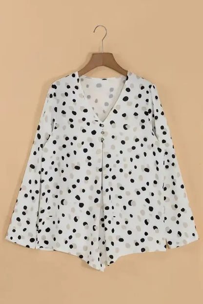 Polka Charm V-Neck Blouse