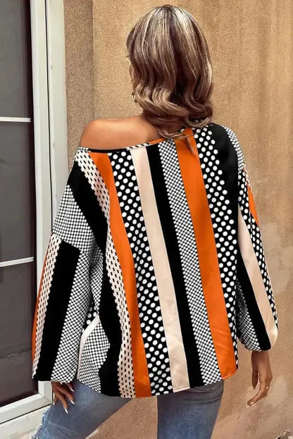 Polka Dot Blouse - Black & Orange