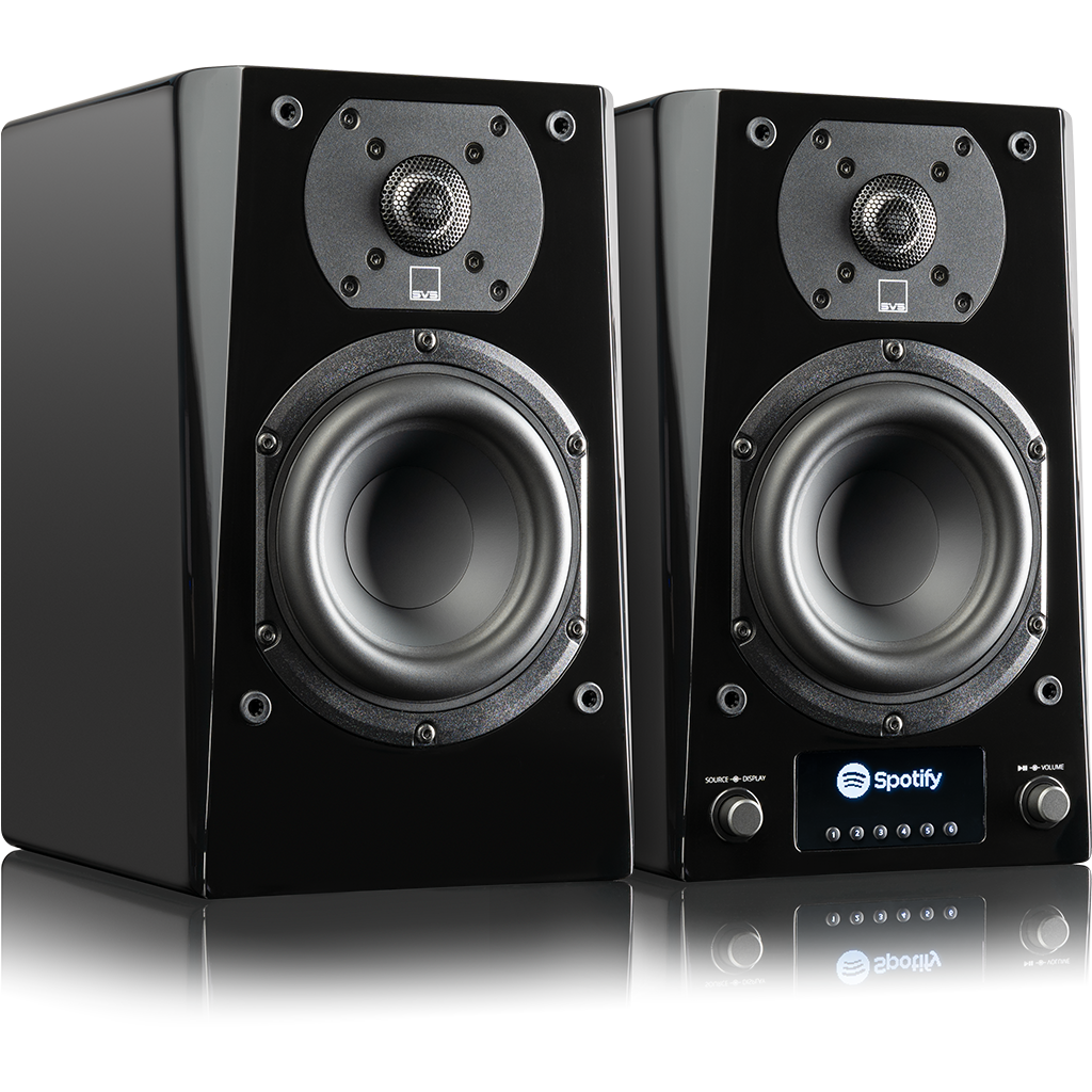 Ζεύγος ηχείων Prime Wireless Pro με τροφοδοσία - Γυαλιστερό μαύρο πιάνο - Πρίζα