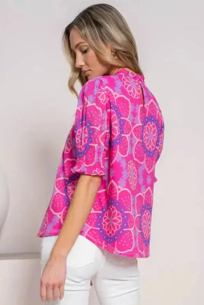 Rose Floral Smocked Blouse
