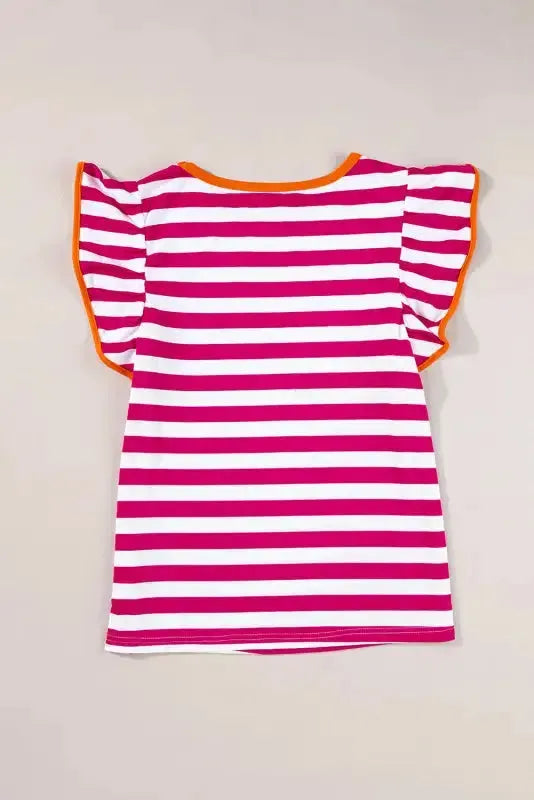 Rose Red Striped Blouse