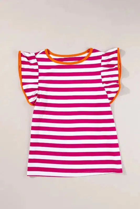 Rose Red Striped Blouse