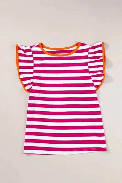 Rose Red Striped Blouse