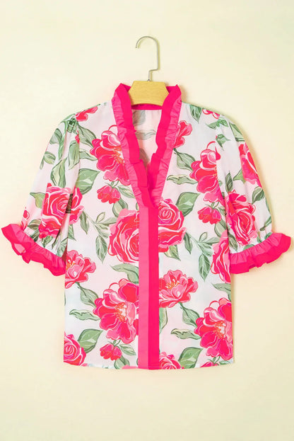 Fashionfitz Rosy Bloom Frill Blouse for Trendy Looks
