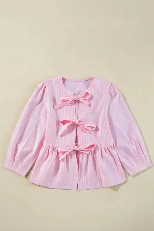 Rosy Ribbon Puff Blouse