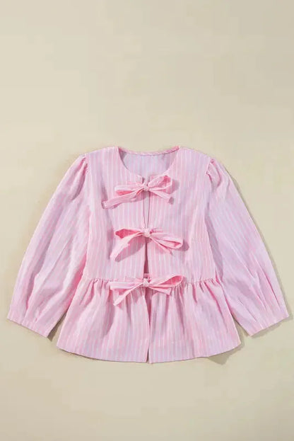 Rosy Ribbon Puff Blouse