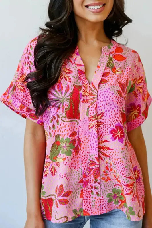 Safari Chic Floral Blouse
