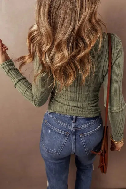 Sleek Silhouette Ribbed Blouse