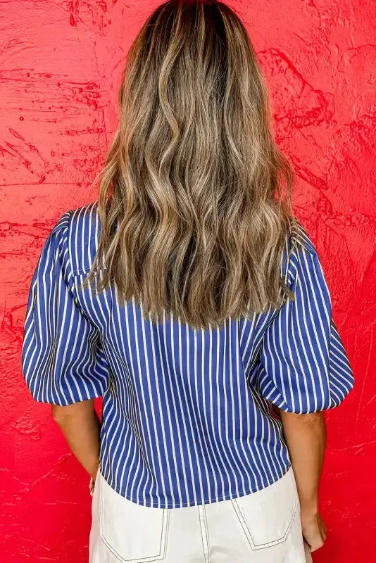 Stripe Delight Ribbon Blouse