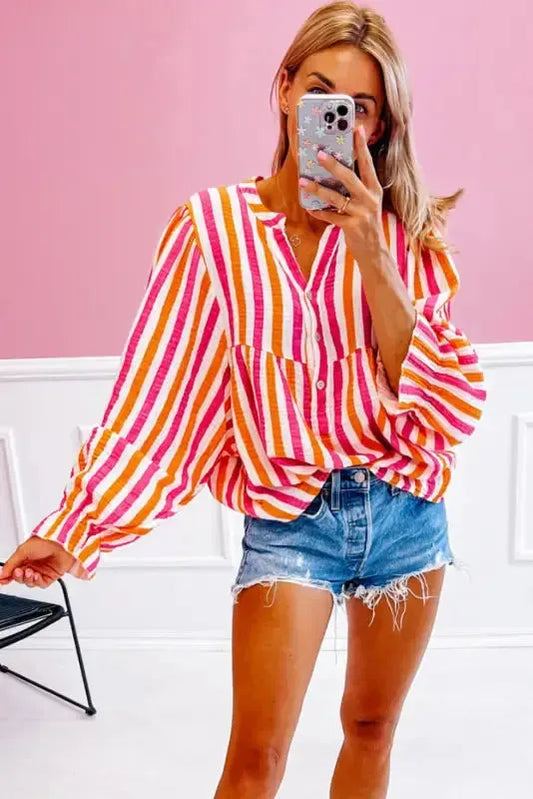 Sunset Stripe Balloon Blouse