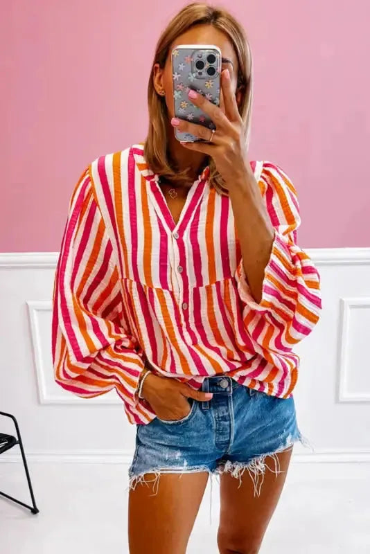 Sunset Stripe Balloon Blouse