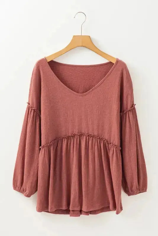 Textured Grace Puff Sleeve Tunic Top