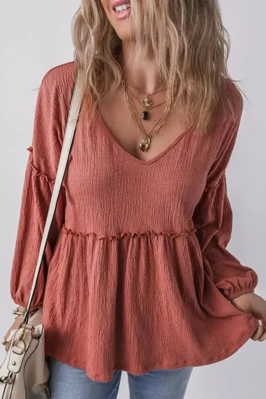 Textured Grace Puff Sleeve Tunic Top