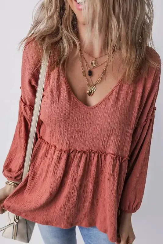 Textured Grace Puff Sleeve Tunic Top