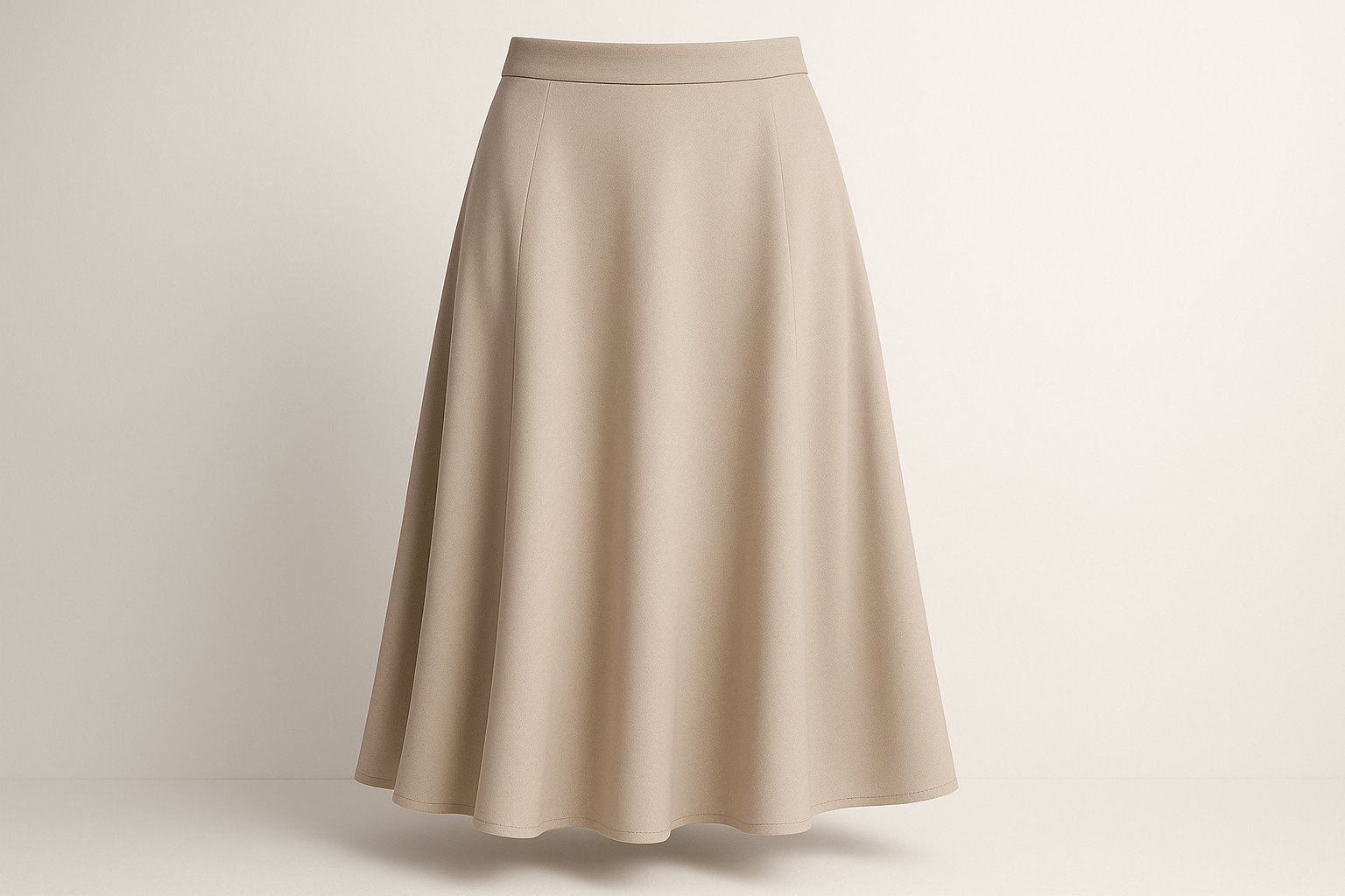 Velouria Velvet Occasion Skirt - Beige, Flowing Silhouette