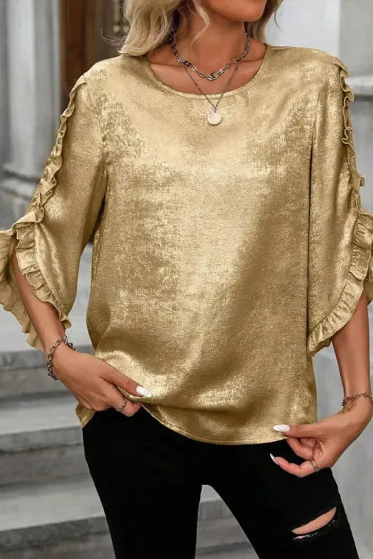 Μπλούζα Velvet Glow Metallic Gold