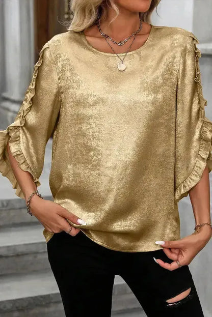 Velvet Glow Metallic Gold Blouse