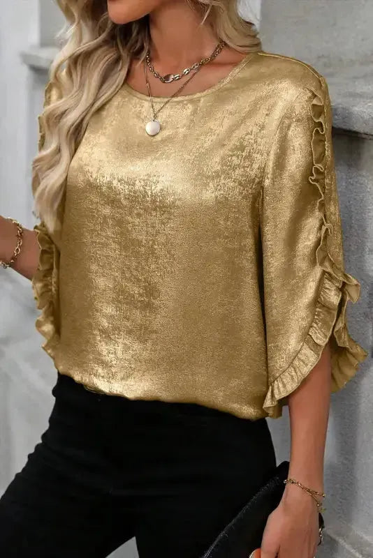 Μπλούζα Velvet Glow Metallic Gold