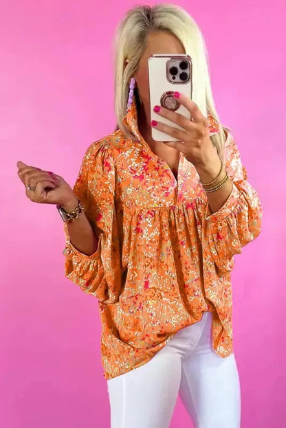 Whimsical Print Babydoll Blouse